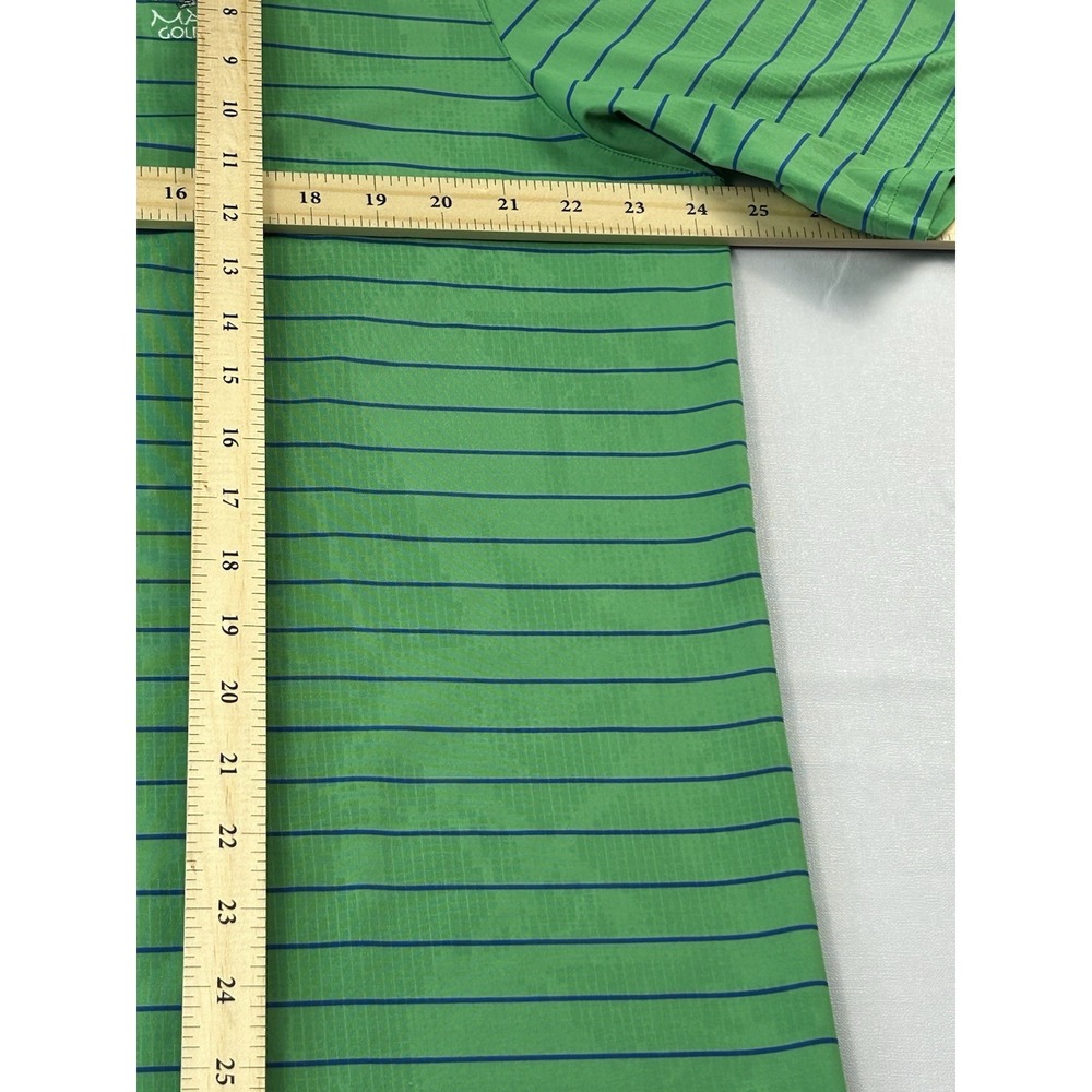 Under Armour Polo Shirt Men's XL Green Blue Striped HeatGear Loose Golf - Picture 4 of 14
